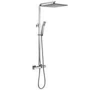 SCHÜTTE 60049 Sistema Pioggia con termostato e Supporto a Parete, 30 x 30 cm, soffione Acciaio Inox, Set Rubinetto, Asta Doccia e doccetta, Cromato, Cromo