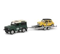 Schuco 1/64 Land Rover Defender 90 + rimorchio + Mini Cooper Schuco British Car