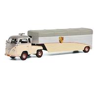 Schuco 450909300 - Modellino Auto VW T1 Continental Motors, in Resina, Scala 1:43, Colore: Argento/Beige