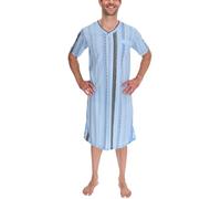 Schuerzenfabrik - Camicie da notte da uomo a maniche lunghe e maniche corte - Taglie dalla M alla XXXL, Camicia da notte corta-blu tortora, M