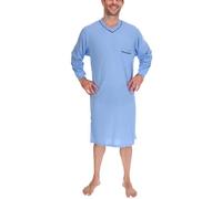 Schuerzenfabrik - Camicie da notte da uomo a maniche lunghe e maniche corte - Taglie dalla M alla XXXL, Camicia da notte lunga-blu tortora, 3XL