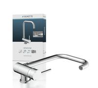 SCHÜTTE 24550 Cucina Window, sottofinestra, lavello Davanti, Rubinetto Miscelatore monocomando Girevole a 360° per Finestra, Cromo