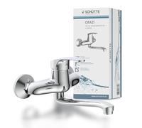 SCHÜTTE 36760 ORAZI Rubinetto da parete cromato, rubinetto da parete per lavello a 360°, ideale per lavelli doppi, rubinetto da parete per cucina/lavello