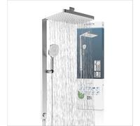 SCHÜTTE 60685 LA PALMA - Sistema doccia con doccia a pioggia e colonna doccia, 36 x 24 cm, in acciaio inox, set doccia senza rubinetto, asta doccia con doccetta e doccetta, cromato
