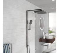 SCHÜTTE 60687 LA PALMA - Sistema doccia con doccia a pioggia e colonna doccia, 36 x 24 cm, in acciaio inox, set doccia senza rubinetto, asta doccia con doccetta e doccetta, grafite opaca