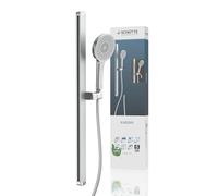 Schütte 64200 KARIBIK Asta doccia in acciaio inox e doccetta | Soffione doccia con soffione regolabile in 3 posizioni | Set doccia con colonna doccia | Soffione doccia con tubo e supporto | Doccia a