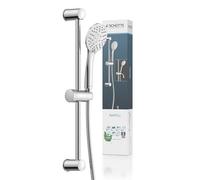 Schütte 64830 Napoli-Set doccetta, Asta Doccia con soffione, 4 Tipi di Getto, Cromato, Cromo