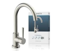 SCHÜTTE 79126 Cornwall, Girevole a 360 Gradi, Miscelatore monocomando, Rubinetto per lavello da Cucina, Effetto Acciaio Inox