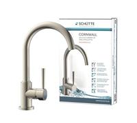 SCHÜTTE 79129 CORNWALL Robinet de cuisine basse pression, robinet d'évier avec bec haut, mitigeur monocommande, économie d'énergie, orientable à 360 °, robinet cuisine, robinet évier, inox