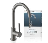 SCHÜTTE 79162 Rubinetto Cornwall, con Funzione Risparmio energetico, orientabile a 360°, Ideale Anche per Doppio lavello, Grafite Opaca