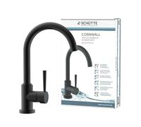 Schütte 79169 Cornwall Basse Pression avec Bec Haut, mitigeur monocommande à économie d'énergie, pivotant à 360 Cuisine, Robinet d'évier, Noir