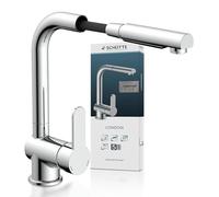 SCHÜTTE 79700 Rubinetto da cucina London con doccetta estraibile, rubinetto da cucina orientabile a 360 gradi, miscelatore monocomando, miscelatore per lavello in cromo