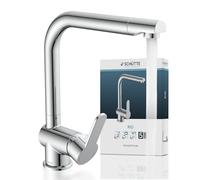 SCHÜTTE 79816 RIO rubinetto girevole a 360° per cucina, miscelatore per lavello con bocca alta per cucina, miscelatore monocomando per lavello rubinetto doppio per lavello, rubinetto in cromo