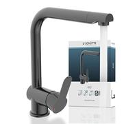 SCHÜTTE 79836 RIO rubinetto girevole a 360° per cucina, miscelatore per lavello con bocca alta per cucina, miscelatore monocomando per lavello doppio per lavello, rubinetto in grafite lucida