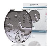 Schütte 80123 80123-Sedile WC con Anima in Legno MDF, Motivo Acciaio Grezzo, con abbassamento Automatico, Grey Steel