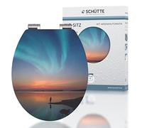 Schütte 80548 Polar Lights Soft-Close Mechanism Made of Wood, High Gloss Lid with Motif, Maximum Load of The Toilet Seat 150 kg