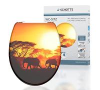 SCHÜTTE 82360 - Sedile WC in Duroplast AFRICA con abbassamento automatico e chiusura rapida, motivo