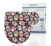 SCHÜTTE 82586 - Sedile WC in Duroplast High Gloss, motivo teschio con abbassamento automatico e chiusura rapida