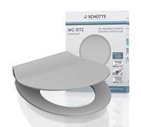 Schütte 82702 Sedile WC Duroplast Slim Grey con abbassamento Automatico e Chiusura Rapida per Una Facile Pulizia, Forma particolarmente Piatta, carico Massimo 150 kg, Grigio