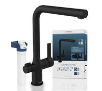 SCHÜTTE AQUASTAR PRO 99860 - Rubinetto da cucina con sistema di filtraggio, rubinetto da cucina a 3 vie, con filtro per l'acqua contro residui di calcare e metalli pesanti, colore: Nero