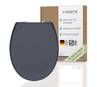 SCHÜTTE Coperchio Water a Chiusura Rallentata, Copriwater Universali Globo, Sedile WC Universale, Tavoletta WC Chiusura Ammortizzata, Asse Water, Fino a 250 kg, Grigio Antracite