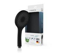 SCHÜTTE Doccetta CAPRI con tecnologia a getto di velluto | Soffione doccia con oltre 300 ugelli e 3 tipi di getto regolabili | Soffione anticalcare per la doccia | Nero