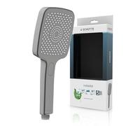 SCHÜTTE Doccetta HAWAII con gommini anticalcare | Soffione doccia con comodo pulsante e 3 tipi di getto regolabili | Soffione anticalcare per la doccia | Grafite