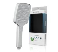 SCHÜTTE Doccetta HAWAII con gommini anticalcare, soffione doccia con comodo pulsante e 3 tipi di getto regolabili, soffione anticalcare per la doccia, cromato/grigio chiaro