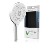 SCHÜTTE Doccetta SUMATRA con gommini anticalcare | Soffione doccia con comodo pulsante e 3 tipi di getto regolabili | Soffione anticalcare per la doccia | Cromo/Bianco