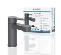 SCHÜTTE ELEPHANT 34214 - Rubinetto per lavabo, elegante miscelatore con valvola di scarico per bagno, rubinetto da bagno con eccentrico pop-up, colore: antracite opaco