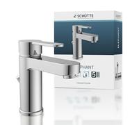 SCHÜTTE 34210 Elephant 34210-Rubinetto per lavabo con valvola di Scarico per Bagno, Miscelatore monocomando con Pop-up eccentrico, Cromato, Cromo