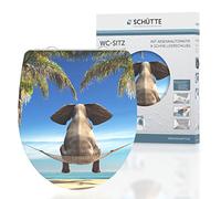 Schütte 82580 Happy Elephant 82580-Sedile WC in Duroplast High Gloss, con abbassamento Automatico e Chiusura Rapida, Motivo Elefante