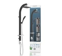 Schütte MADAGASCAR Doccia a pioggia con doccetta, asta doccia nera con pratico ripiano e supporto a parete, asta doccia per rubinetteria doccia 60060