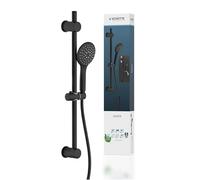 SCHÜTTE RAVEN - Asta doccia e doccetta con soffione regolabile in 3 posizioni, set doccia con colonna doccia, pannello doccia a pioggia con tubo flessibile, colore: Nero