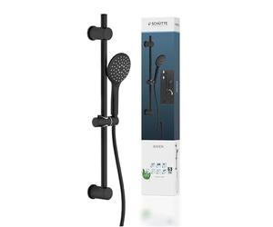 SCHÜTTE RAVEN - Asta doccia e doccetta con soffione regolabile in 3 posizioni, set doccia con colonna doccia, pannello doccia a pioggia con tubo flessibile, colore: Nero
