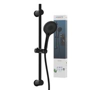 SCHÜTTE RAVEN Asta doccia e doccetta | Soffione doccia con soffione regolabile in 3 posizioni | Set doccia con colonna doccia | Pannello doccia a pioggia con tubo | Nero