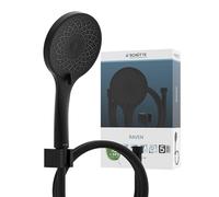 SCHÜTTE RAVEN - Tubo flessibile per doccia con doccetta e supporto a parete, con soffione doccia regolabile in 3 posizioni, set doccia con tubo flessibile per doccia, colore nero