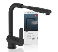 Schütte Rubinetto da cucina a bassa pressione London con doccetta estraibile, rubinetto per calda/sottotavolo, girevole a 360 gradi, rubinetto da cucina, miscelatore per lavello 79769, nero