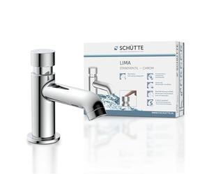 Schütte Rubinetto per acqua fredda LIMA, rubinetto per acqua fredda per il bagno, rubinetto da bagno solo per acqua fredda, valvola di appoggio con elegante maniglia di pressione, 46951