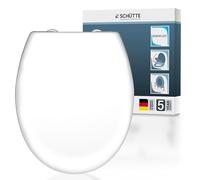 SCHÜTTE Sedile WC con abbassamento automatico, coperchio rimovibile in termoindurente infrangibile, montaggio fai da te con cuscinetti adesivi e stencil, coperchio WC e occhiali, portata fino a 200 kg