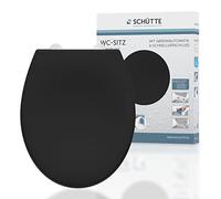 SCHÜTTE Sedile WC nero con abbassamento automatico e chiusura rapida | motivo coperchio WC con cerniere in metallo | coperchio WC e occhialini fino a 150 kg | misura universale | nero