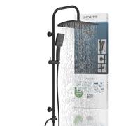 SCHÜTTE Set doccia Maiorca | Colonna doccia con grande doccia a pioggia | Doccia a mano con 3 tipi di getto | Sistema doccia con asta doccia regolabile in altezza | Nero