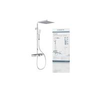 SCHÜTTE Sistema termostato e ripiano in Vetro - Set 30 x 30 cm, Pioggia con Supporto a Parete e soffione - Pannello Colonna Doccia in Cromo 60531, Cromato/Antracite, 350 x 1200 x 520 mm