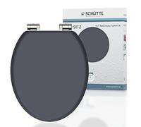SCHÜTTE SPIRIT - Sedile WC con abbassamento automatico in legno, con coperchio per WC, anima in legno, con motivo (carico massimo di 150 kg), colore: Antracite