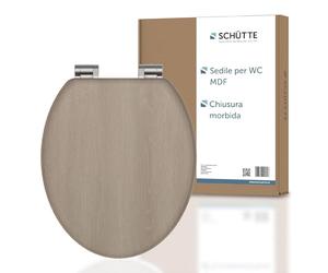 SCHÜTTE Tavoletta WC chiusura ammortizzata legno | Copriwater universali globo | Coperchio Water MDF | Sedile WC Universale | Asse Water | Fino a 250 kg | MODERN WOOD
