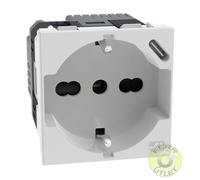 Presa Schuko Bticino MatixGo P40 con caricatore USB Bianca JW4140A16USB