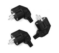 Schuko Plug Angled Plug 3 Pieces, Earthing Contact Plug with Anti-kink Sleeve, Plug 250v (16a), Power Plug Angled Plug Outside Yalo