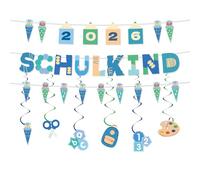 Schulkind - Ghirlanda decorativa per l'inizio della scuola, colore blu 2026, decorazione per bambini, per l'inizio della scuola, per feste scolastiche, cameretta dei bambini