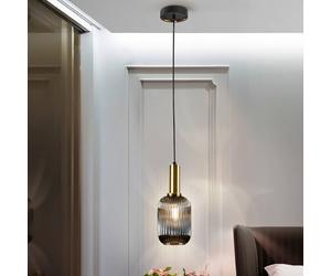 Schuller Valencia Lampada a sospensione Norma, Ø 14 cm, nero/ottone, vetro, E27 225632