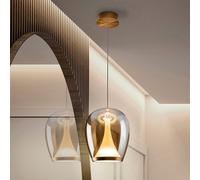 Schuller Valencia Lampada LED a sospensione a sospensione Suspiro, Ø 25 cm, color oro/ambra, vetro Schuller Valencia
